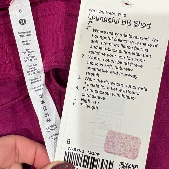 Lululemon Loungeful High-Rise Short 7" Magenta Purple - Picture 7 of 7
